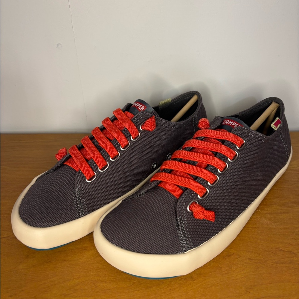 Camper Gray and Red Sneakers with Classic Design